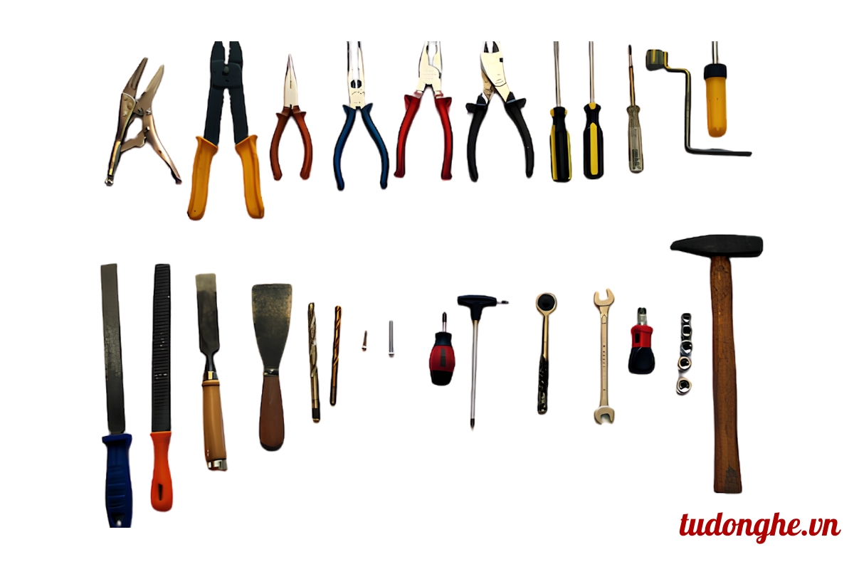 Chuẩn bị dụng cụ ráp kệ sắt V lỗ