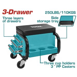 Ghế ngồi sửa chữa xe có ngăn kéo Total THCS103