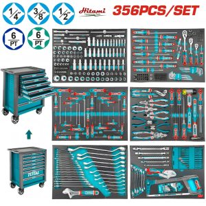 Bộ 356 món trong tủ xe đẩy đựng cộng cụ Total THPTCS73561