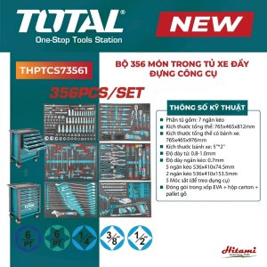 Bộ 356 món trong tủ xe đẩy đựng cộng cụ Total THPTCS73561