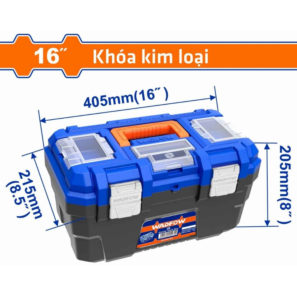 Hộp nhựa đựng dụng cụ 16″ khóa kim loại Wadfow WTB3316