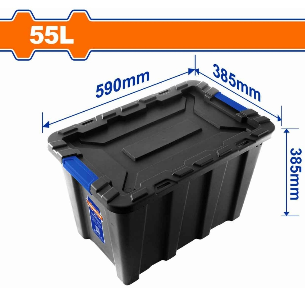 Hộp nhựa trữ kho đen 55L Wadfow WTB3355