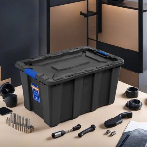 Hộp nhựa trữ kho đen 55L Wadfow WTB3355