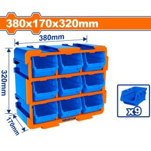 Bộ tủ gồm 9 khay nhựa (dạng hở) 380x170x320mm Wadfow WTB8330