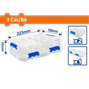 Bộ 3 hộp nhựa trong suốt chia ngăn đựng linh kiện Wadfow WTB8343