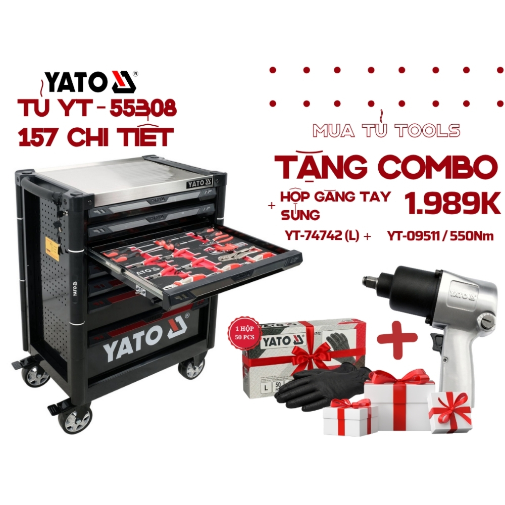 Tủ đồ nghề 7 ngăn DIY 157 chi tiết Yato YT-55308